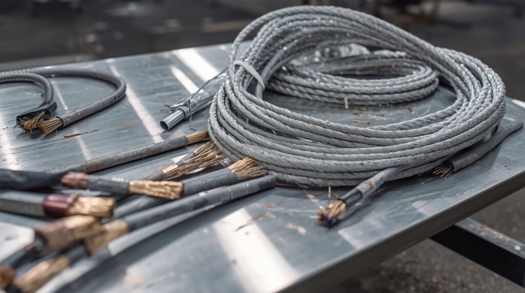 lucid origin ein stapel kupferkabel aluminiumdrhte und glnzend 1